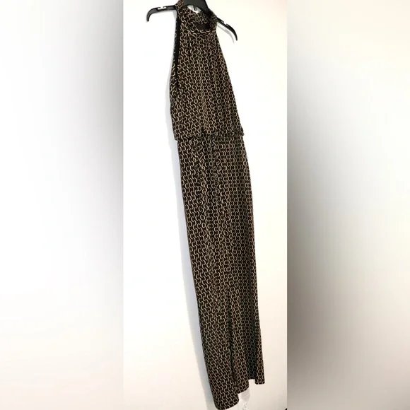 Enfocus Studio Black & Gold halter Top Sleeveless Pants Suit One Piece Jumpsuit - Picture 3 of 7